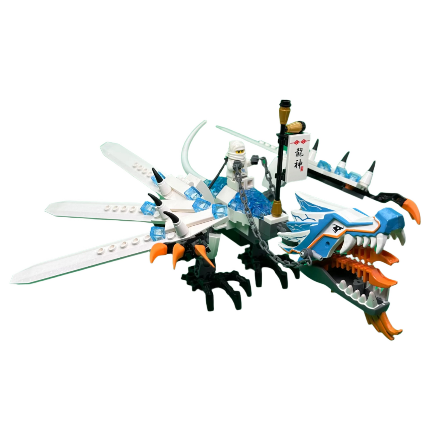 Toy dragon model with a figure