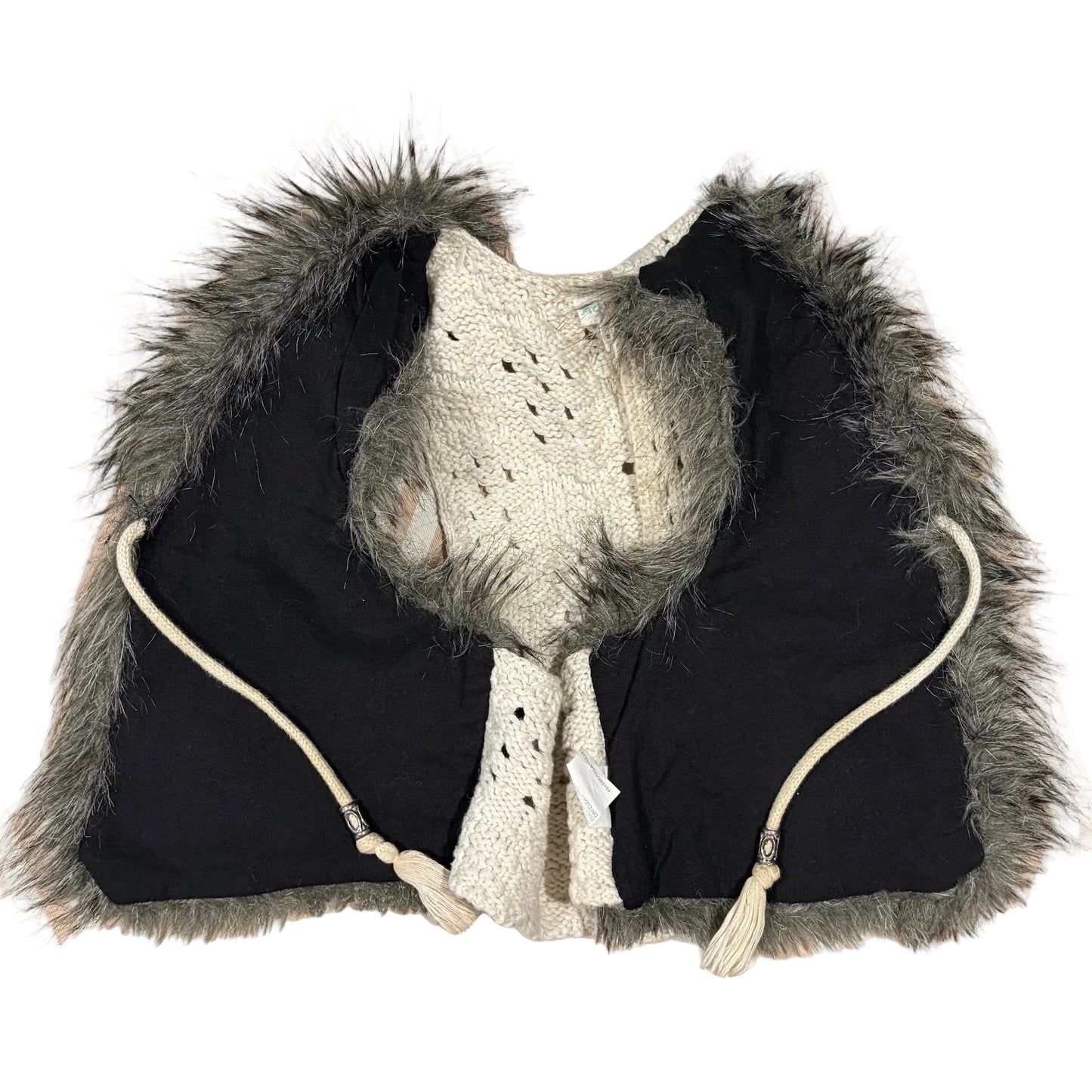 Jack & Milly Girls Faux Fur and Crochet Boho Tassel Vest - size 5