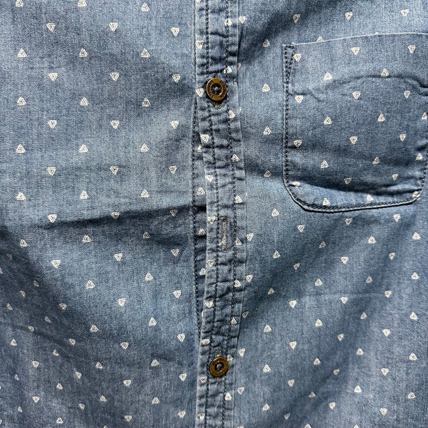 Bauhaus by Myer Boys Chambray Long Sleeve Shirt with White Triangle Pattern