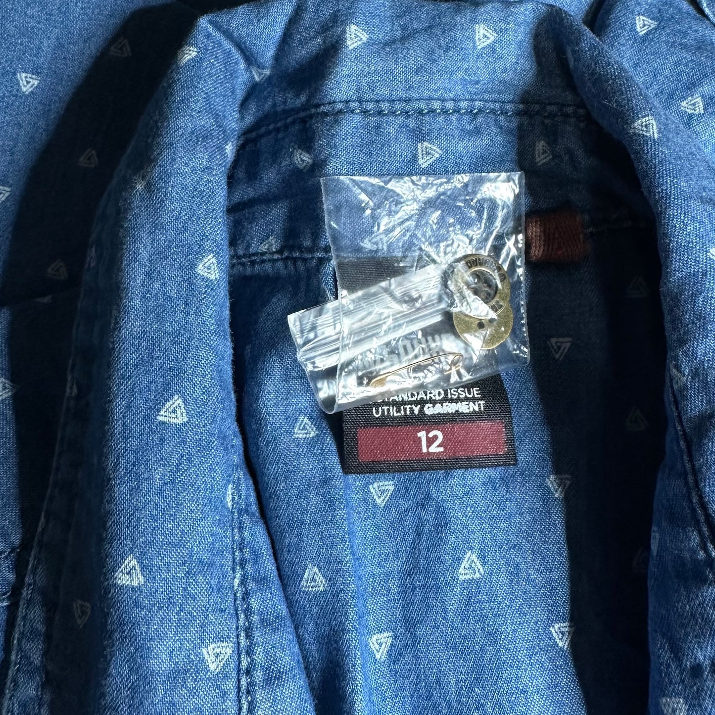 Bauhaus by Myer Boys Chambray Long Sleeve Shirt with White Triangle Pattern