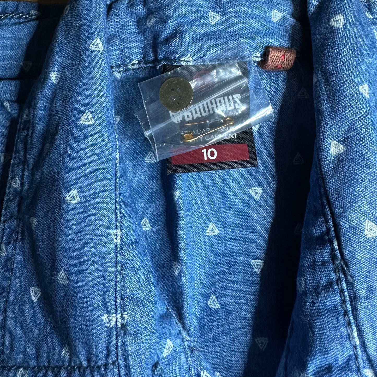 Bauhaus by Myer Boys Chambray Long Sleeve Shirt with White Triangle Pattern