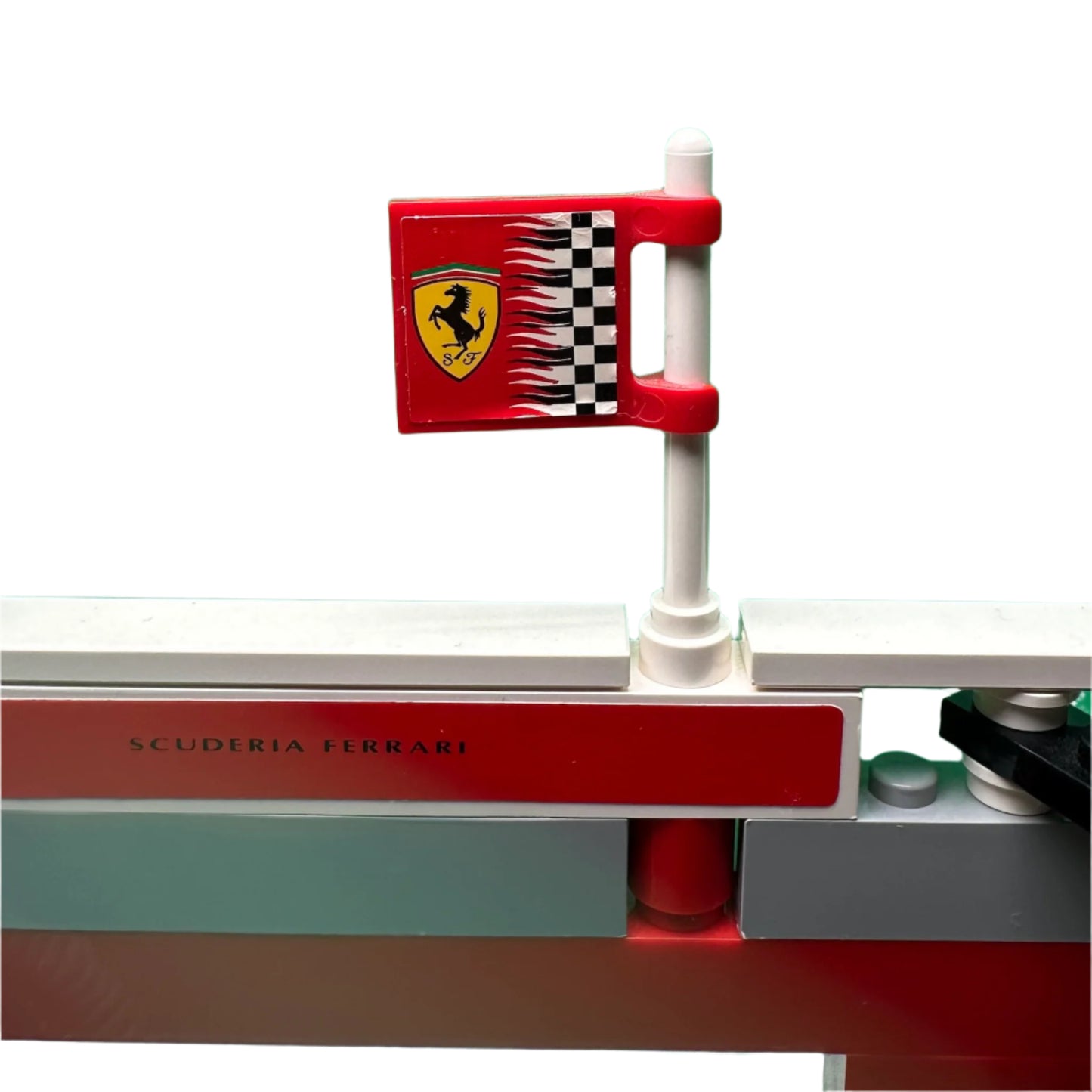 Close-up of a Ferrari-themed toy flag