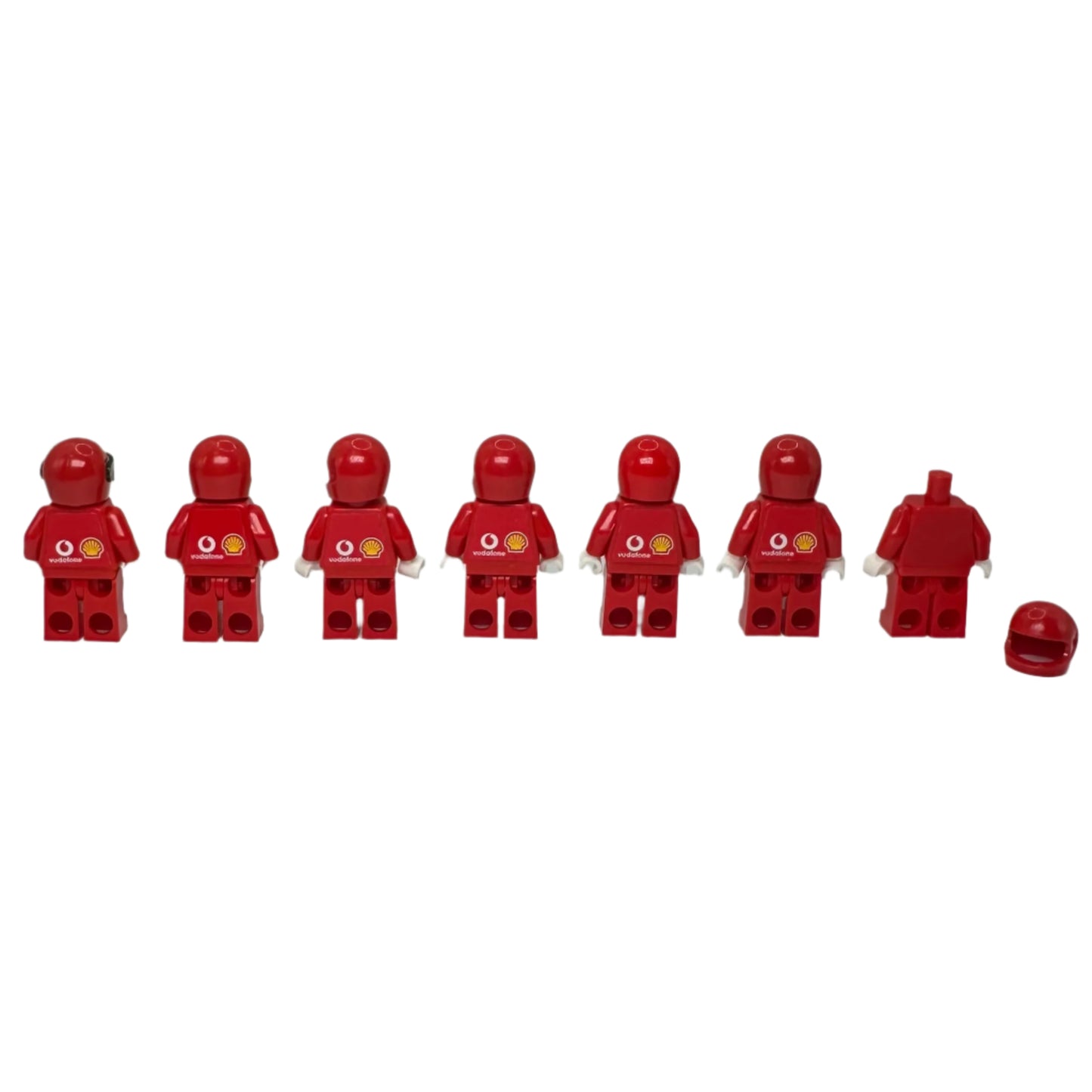 Row of red LEGO figures