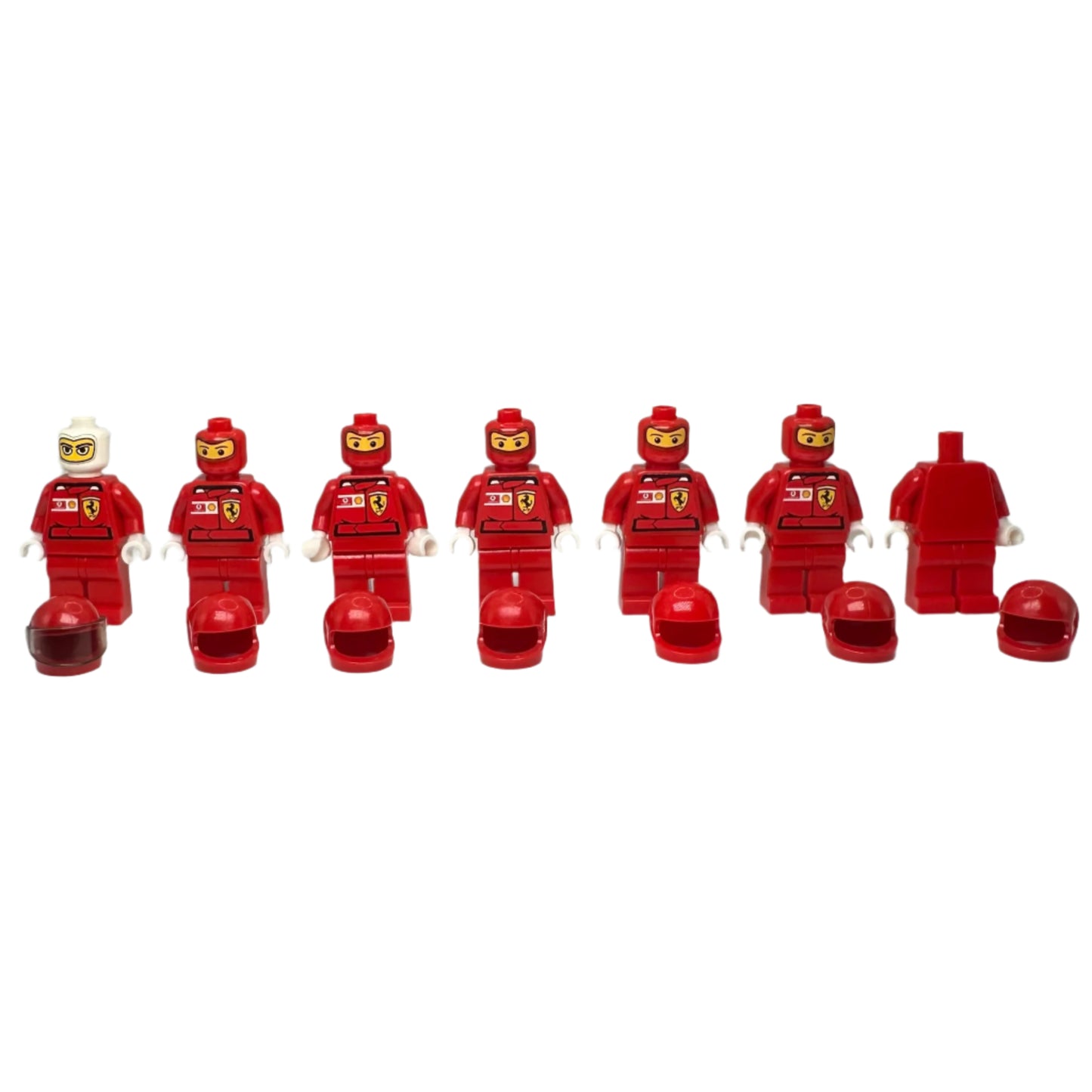 Red LEGO minifigures with helmets