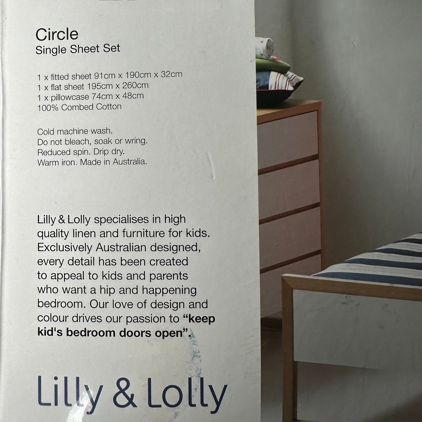 Lilly & Lolly Single Bed Sheet Set 100% Combed Cotton Australian Made