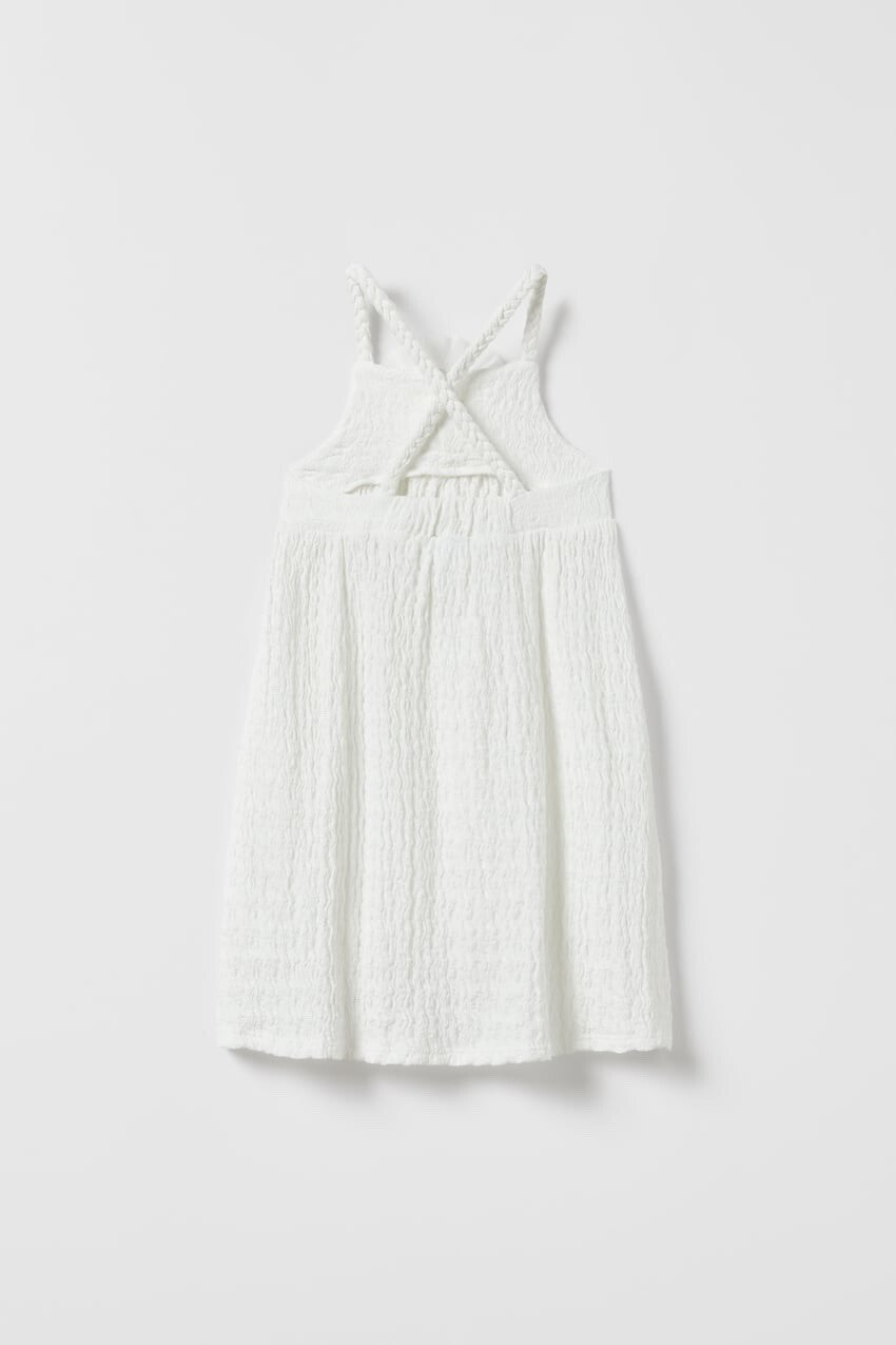 ZARA Kids Girl Textured Floral Dress WHITE Size 13-14 BRAND NEW WITH TAGS