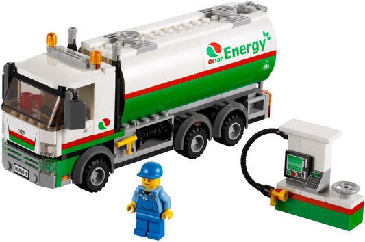 LEGO tanker truck with 'Ocean Energy' branding and a worker figure.