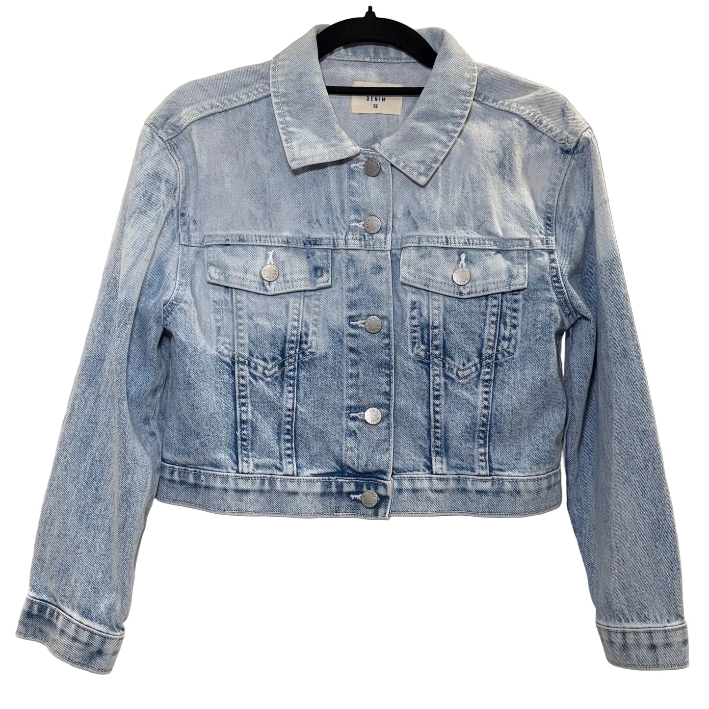 Target Girls Denim Ombre Wash Crop Jacket Size 12
