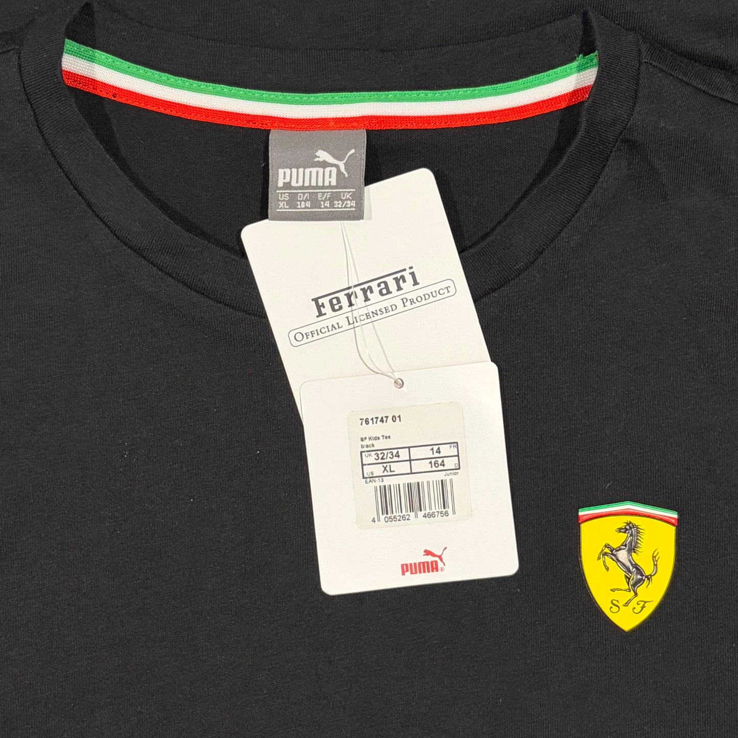 BRAND NEW Puma Scuderia Ferrari Kids T-shirt - Black - size US X|UK 32/34|size 14