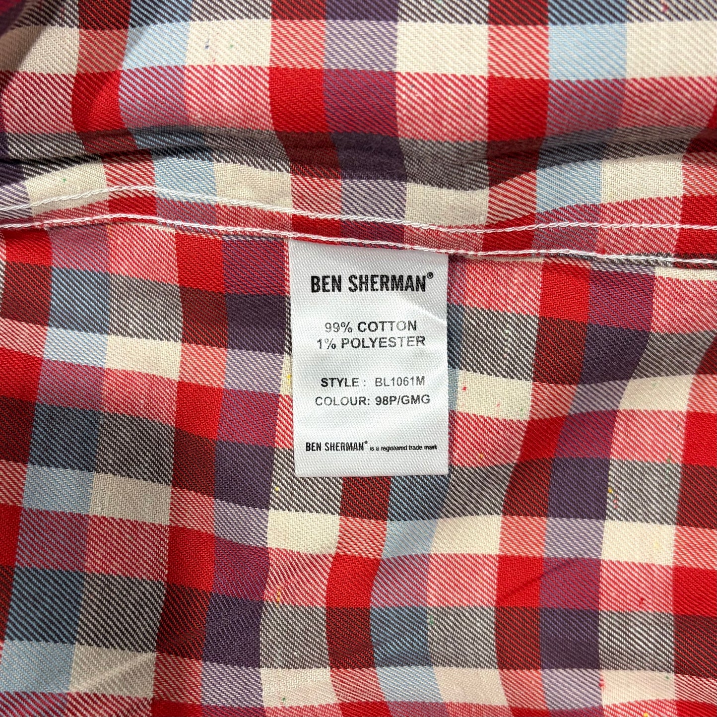 Ben Sherman Men's Long Sleeve Multi-Colour Check Shirt - size L