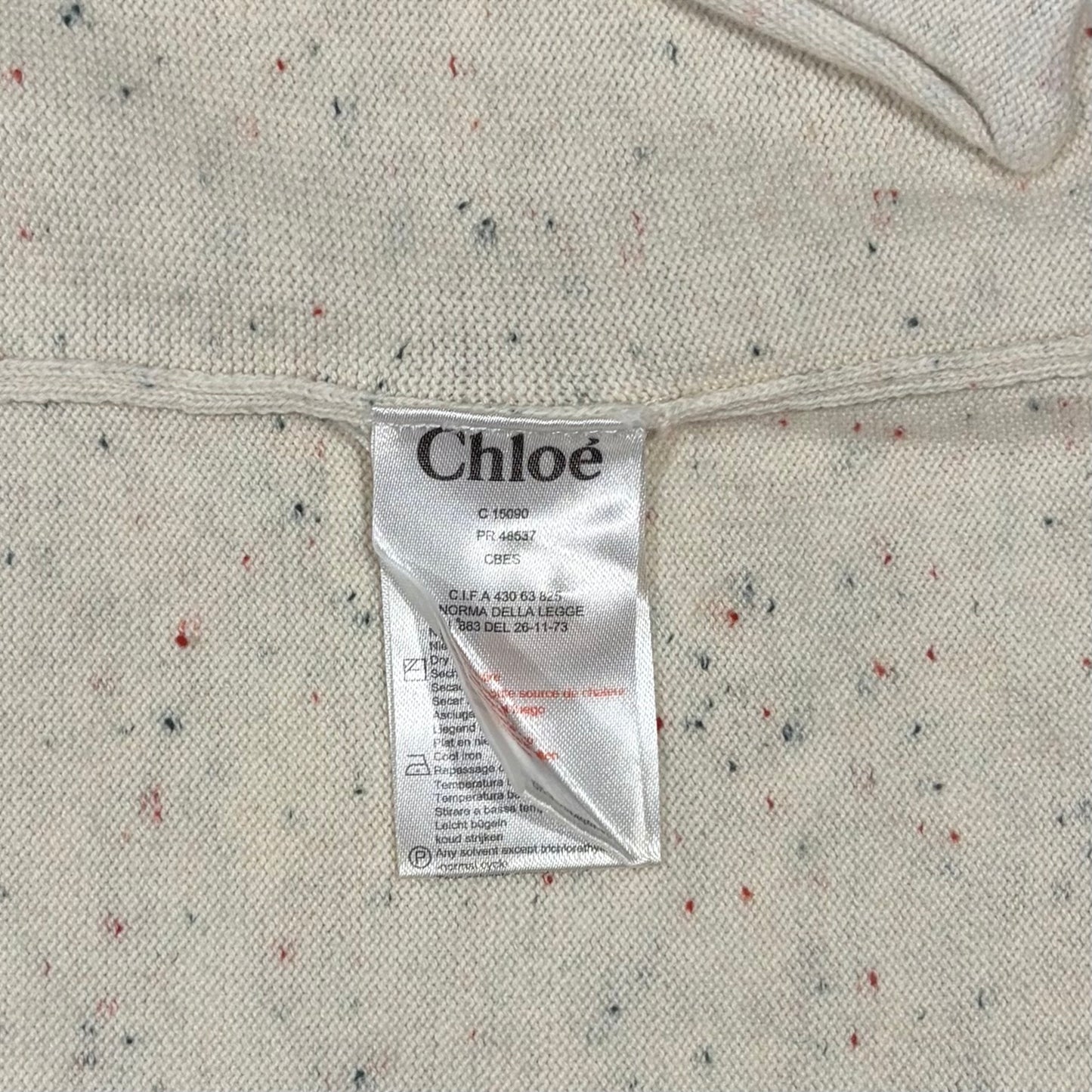 Chloé Girls Cream Speckled Knit Ruffle Collar Cardigan - Size 8