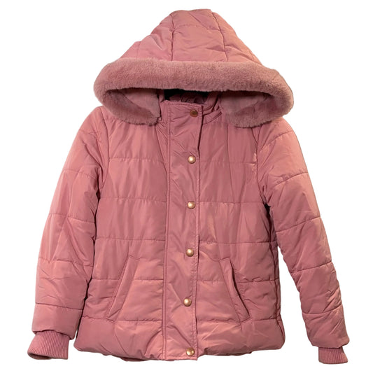 Target Girls Dusty Pink Quilted Puffer Jacket with Detachable Hood - Size 8