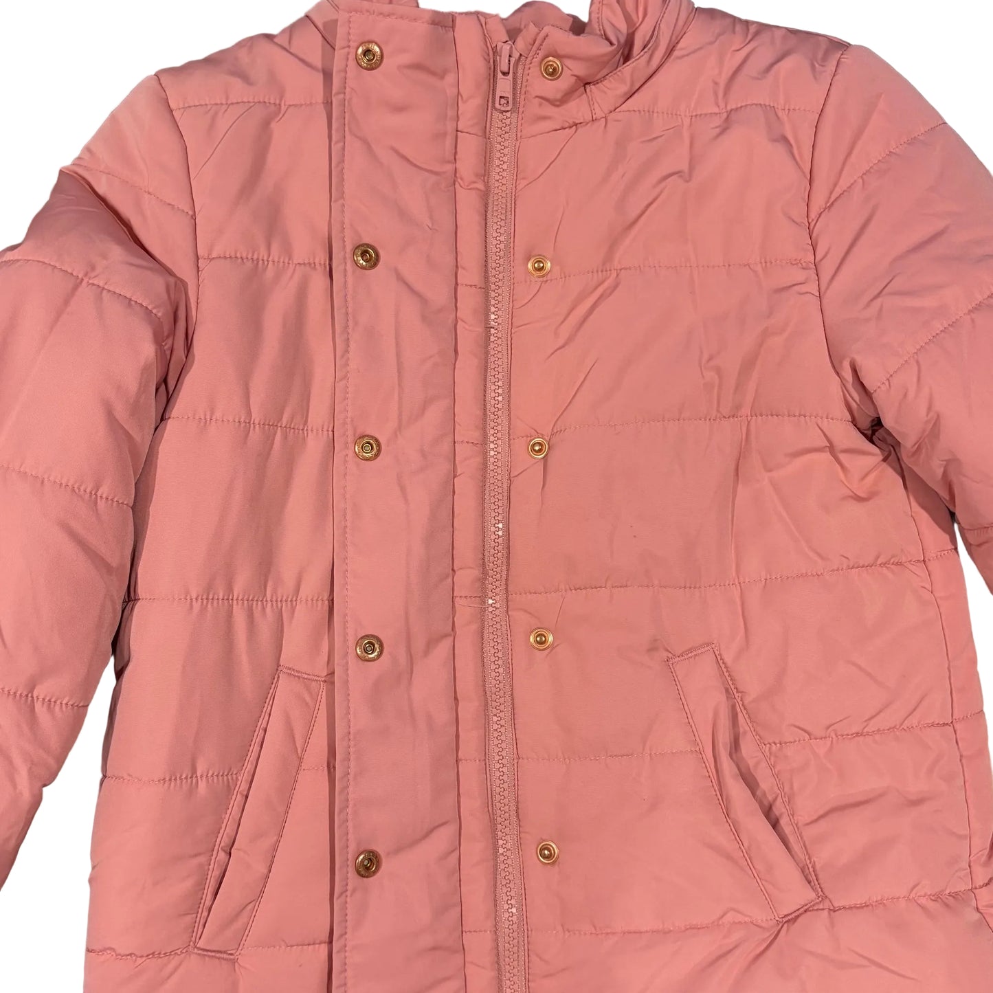Target Girls Dusty Pink Quilted Puffer Jacket with Detachable Hood - Size 8