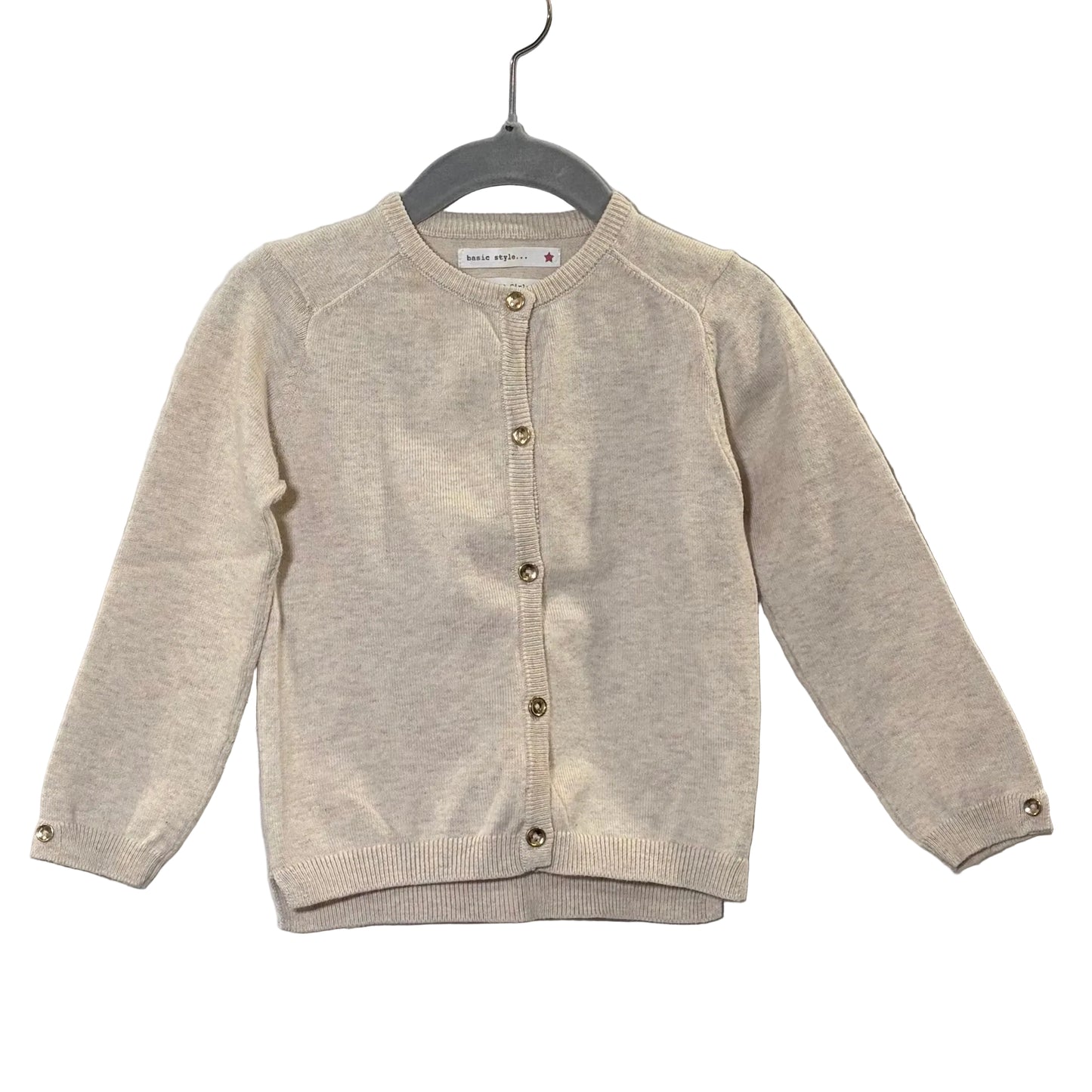Zara Girls Knitwear Beige Knit Cardigan with Gold Buttons Size 4