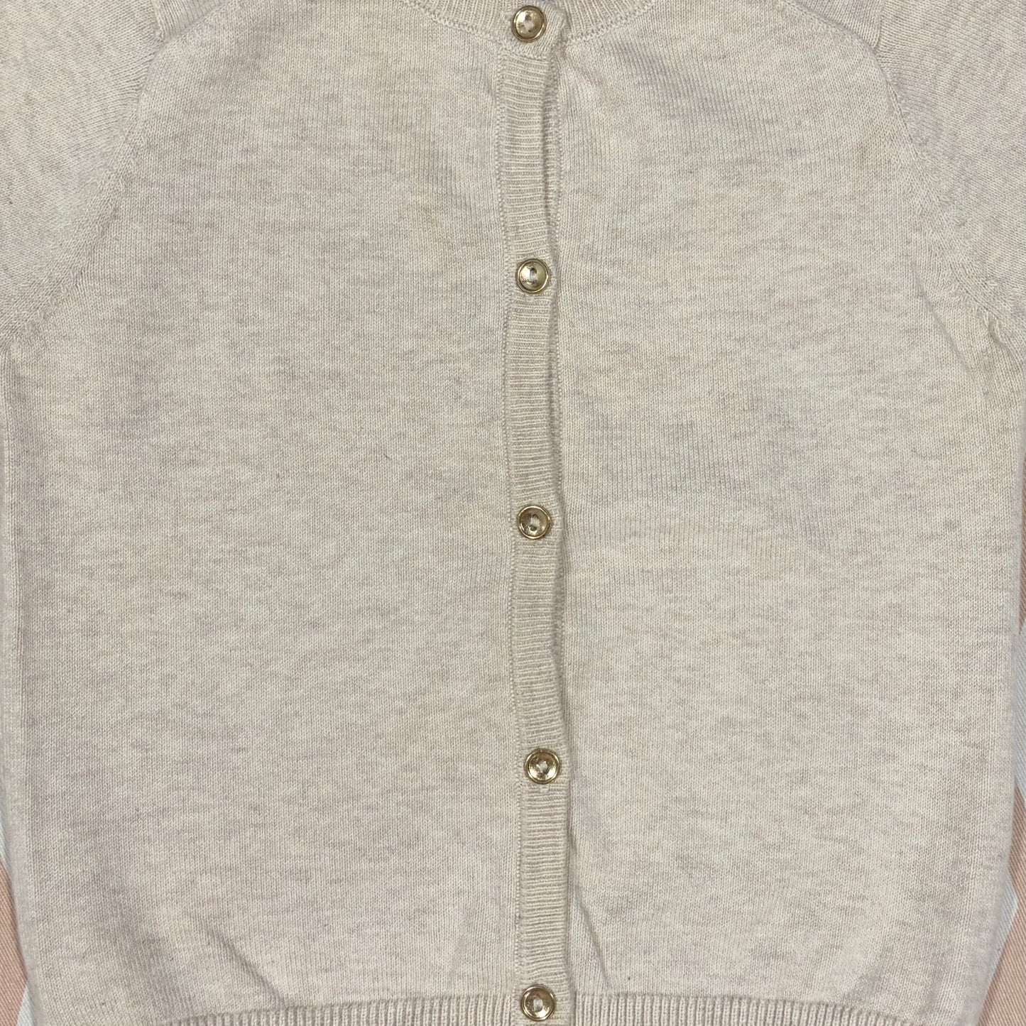 Zara Girls Knitwear Beige Knit Cardigan with Gold Buttons Size 4