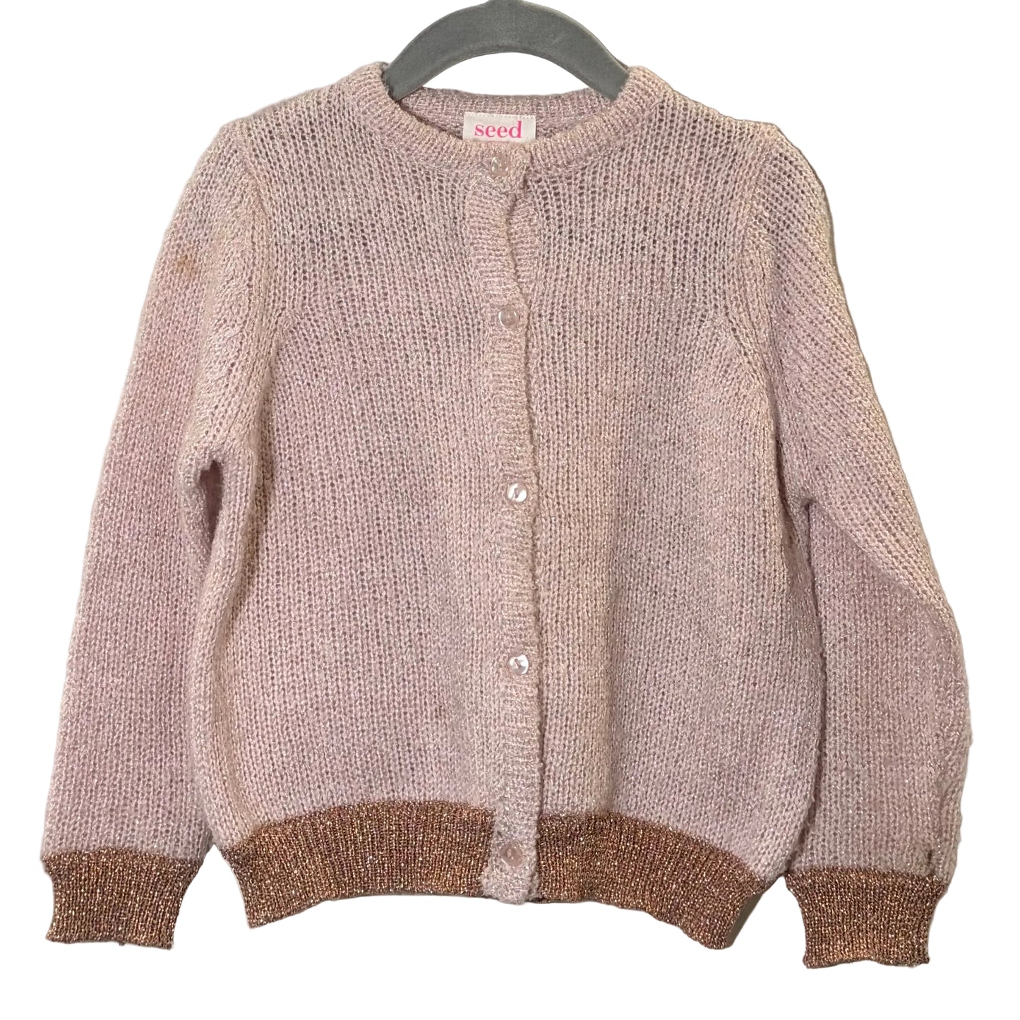 Seed Heritage Sparkle Pink & Rose Gold Knit Cardigan size 3-4