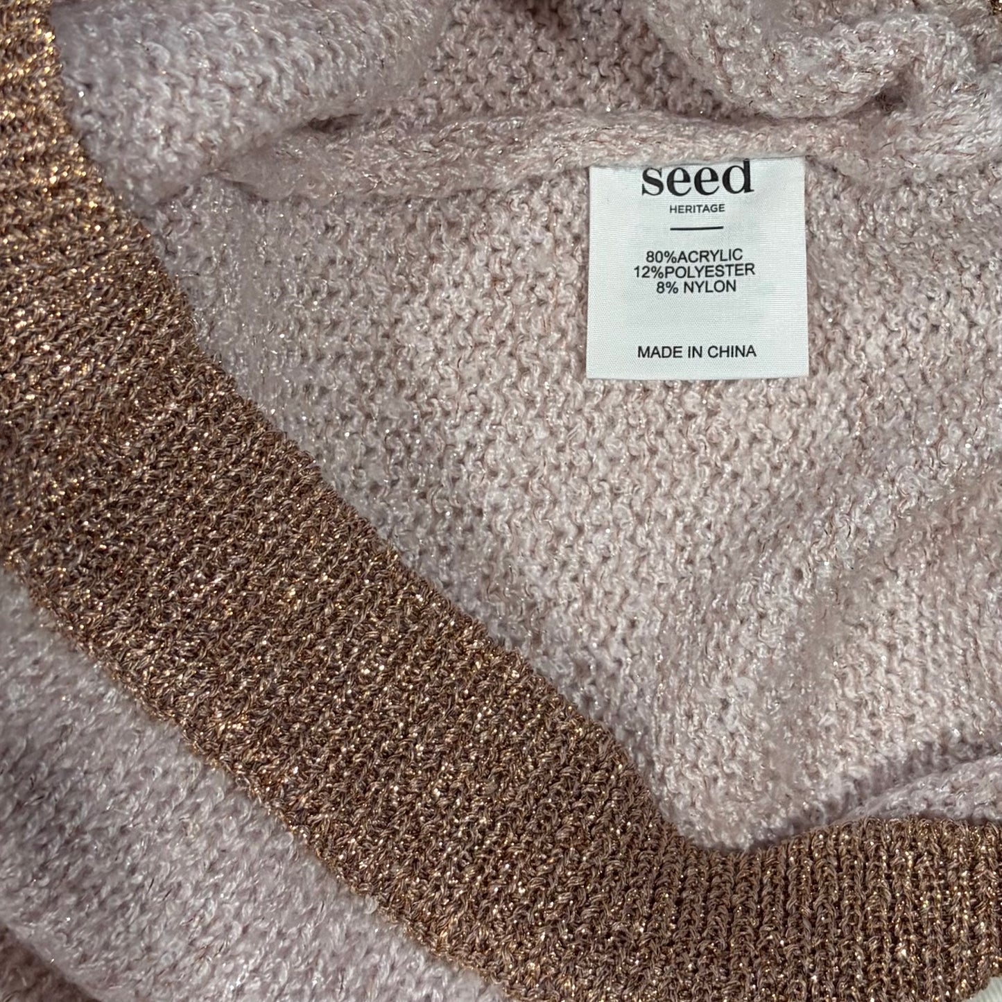 Seed Heritage Sparkle Pink & Rose Gold Knit Cardigan size 3-4