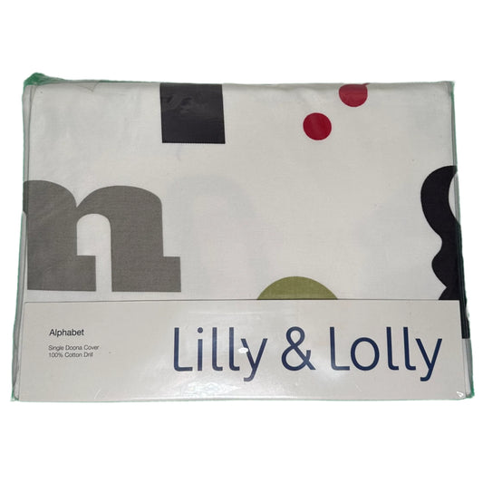 Packaged fabric with alphabet design and 'Lilly & Lolly'