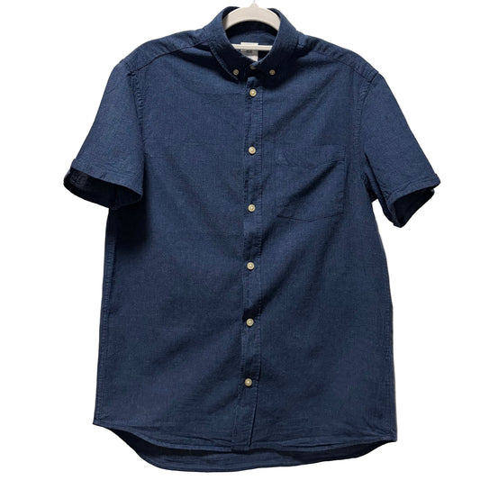H&M Men's Regular Fit Short Sleeve Oxford Chambray Shirt - Blue