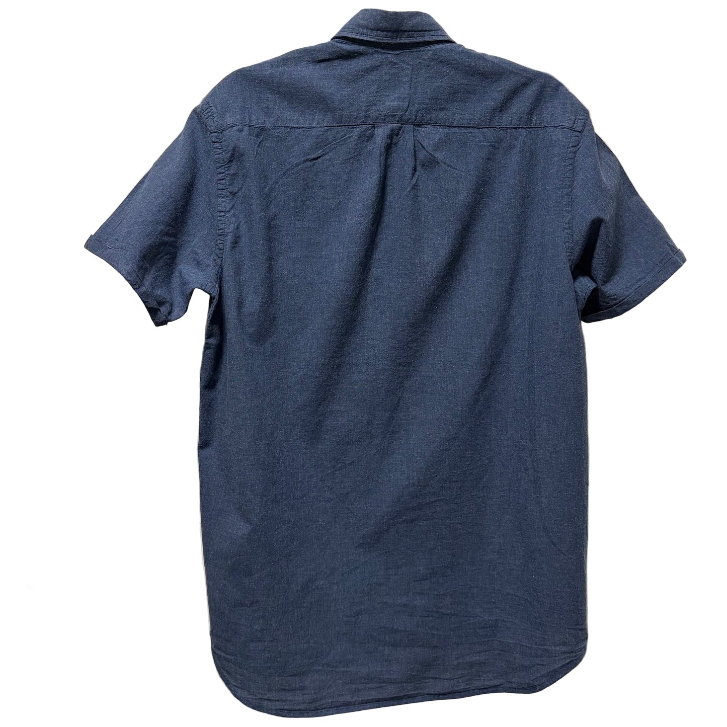 H&M Men's Regular Fit Short Sleeve Oxford Chambray Shirt - Blue