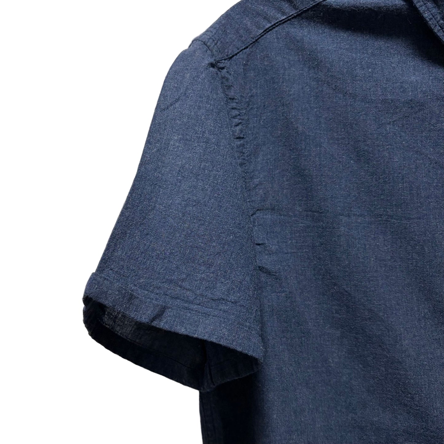 H&M Men's Regular Fit Short Sleeve Oxford Chambray Shirt - Blue