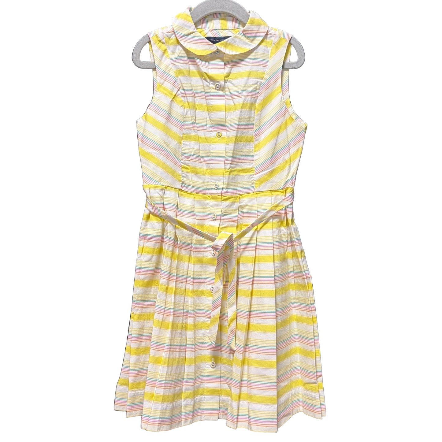 Tommy Hilfiger Pleated Yellow & White Striped Summer Dress size 6