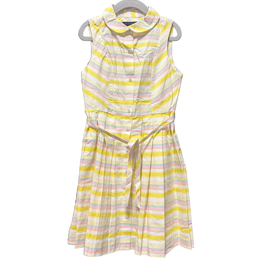 Tommy Hilfiger Pleated Yellow & White Striped Summer Dress size 6