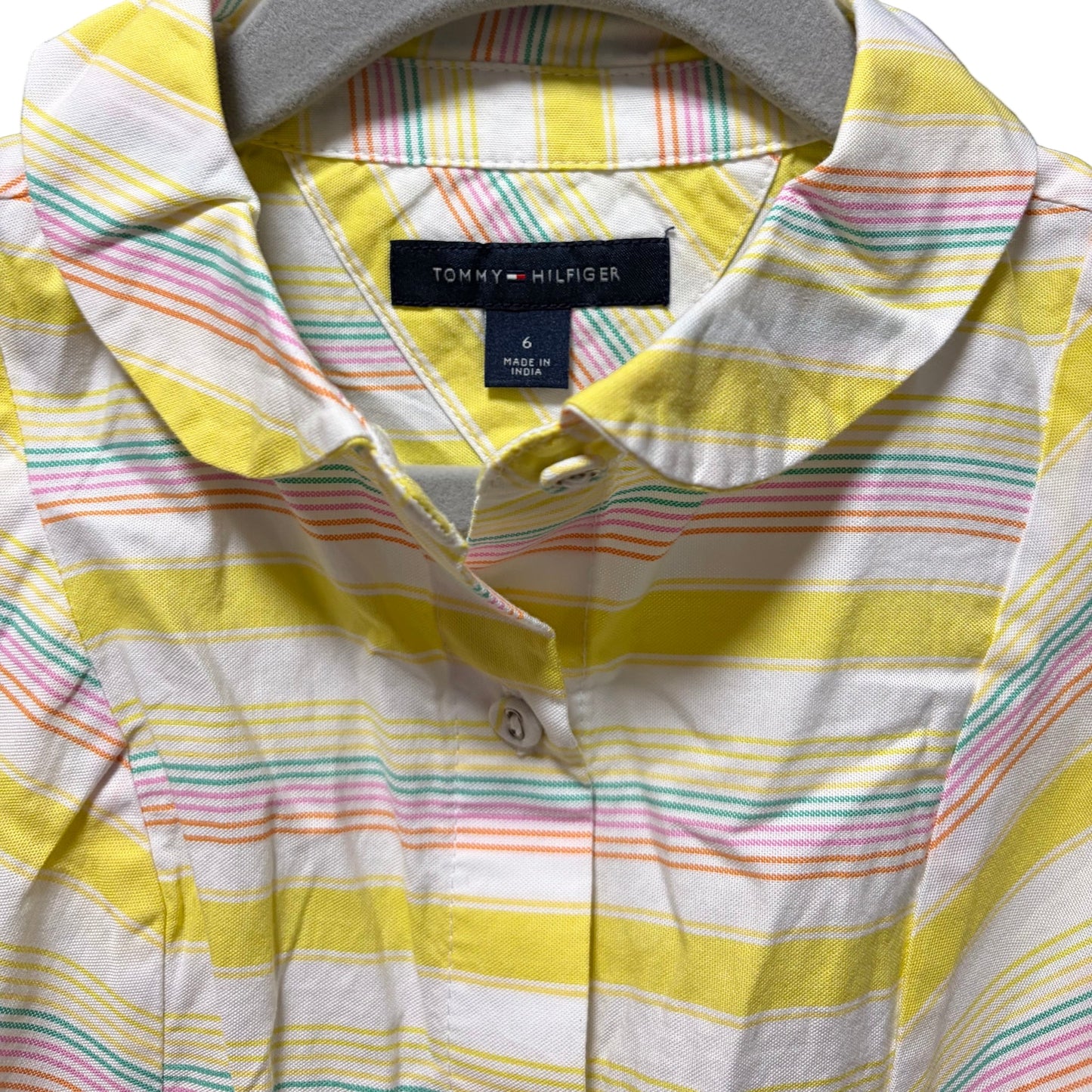 Tommy Hilfiger Pleated Yellow & White Striped Summer Dress size 6