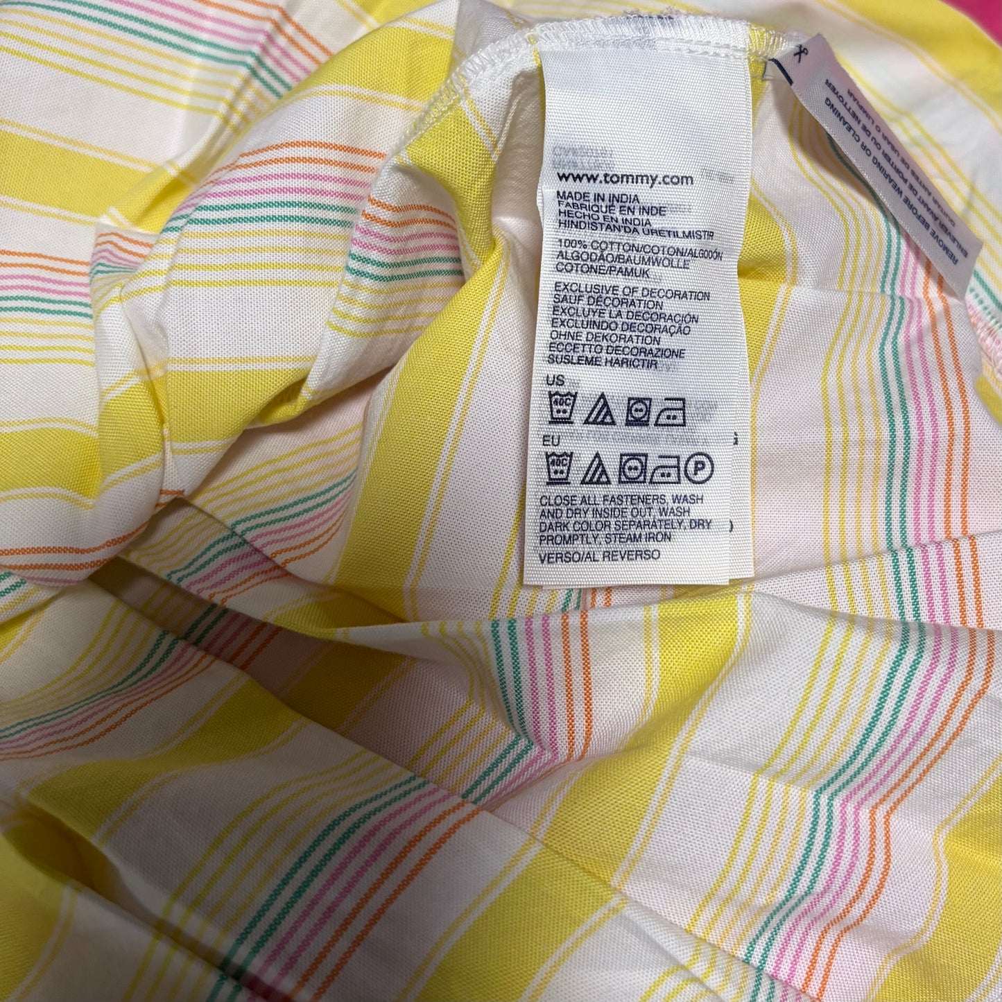 Tommy Hilfiger Pleated Yellow & White Striped Summer Dress size 6