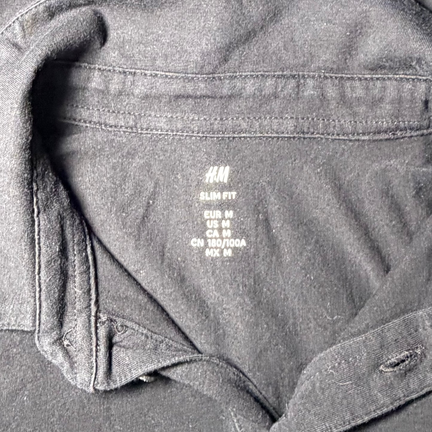 H&M Men's Slim Fit Polo Shirt - Black