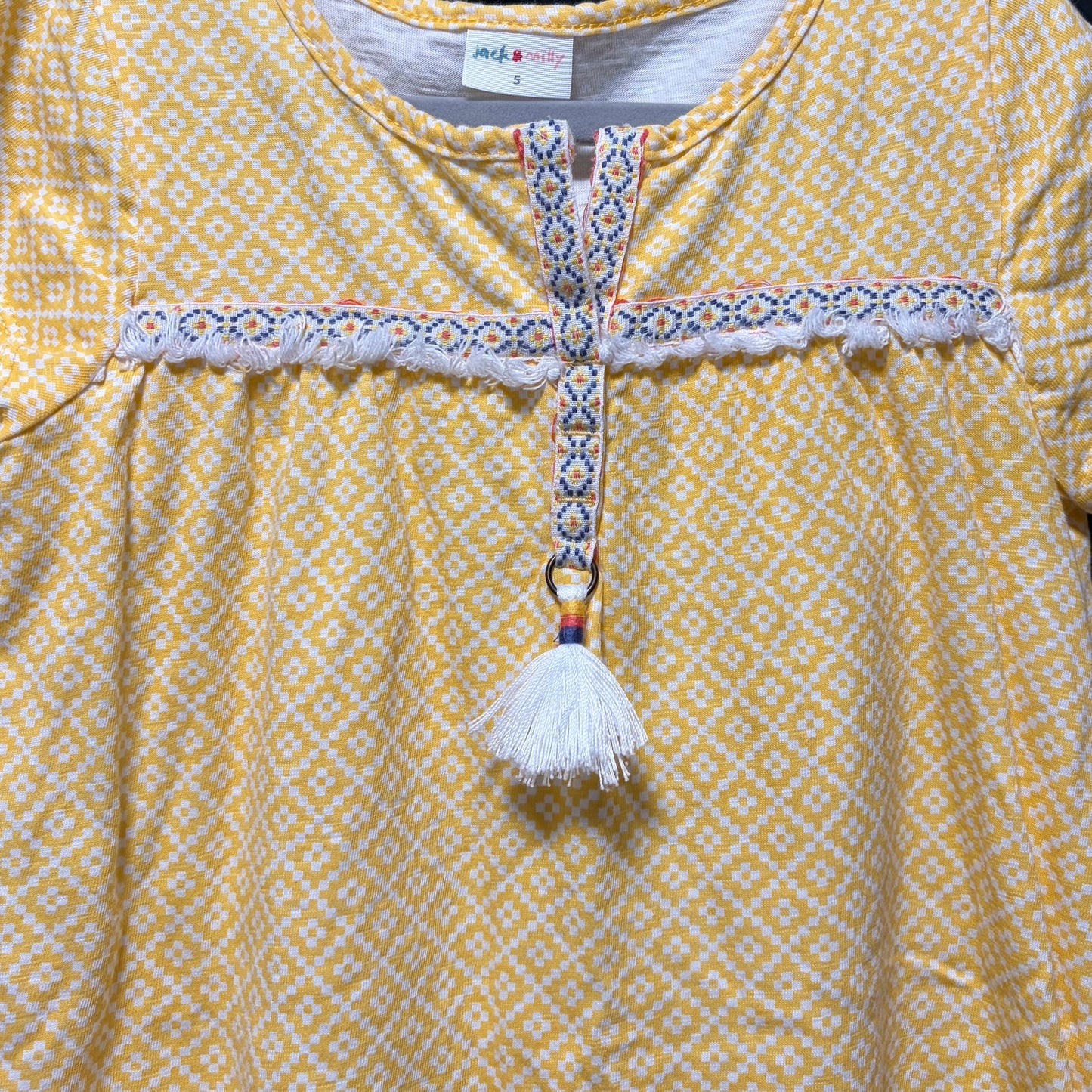 Jack & Milly Girls Yellow & White Summer Dress size 5