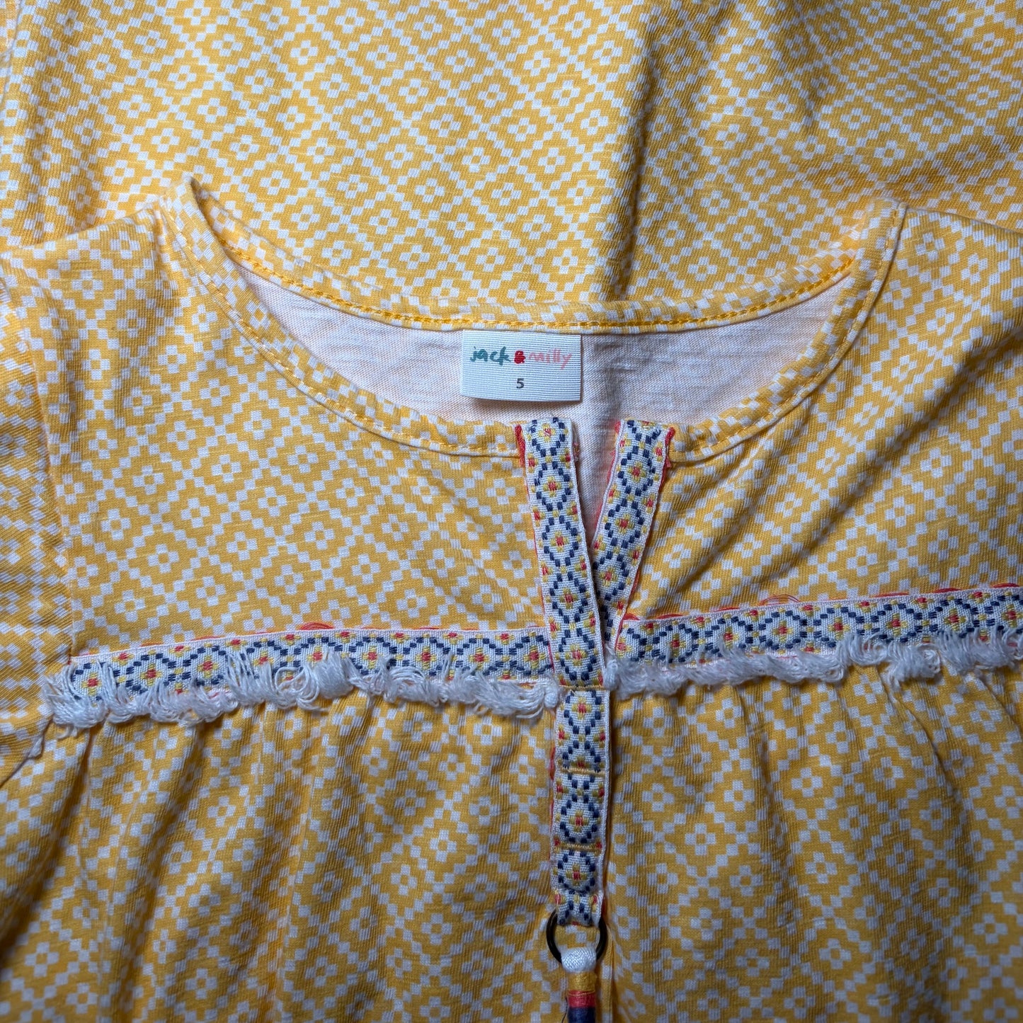 Jack & Milly Girls Yellow & White Summer Dress size 5