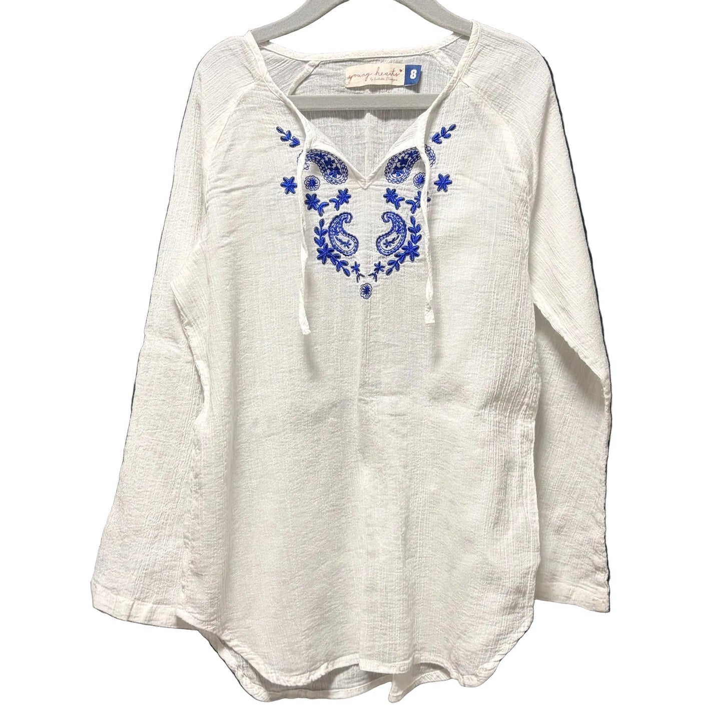 Young Hearts by Collette Dinnigan White & Blue Beach Shirt size 8