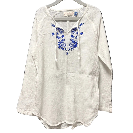 Young Hearts by Collette Dinnigan White & Blue Beach Shirt size 8