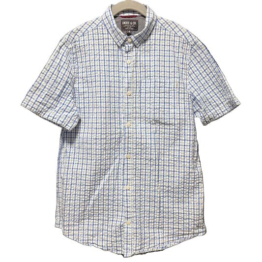 Indie Kids by Industrie Blue & White Gingham Check Short Sleeve Shirt size 14