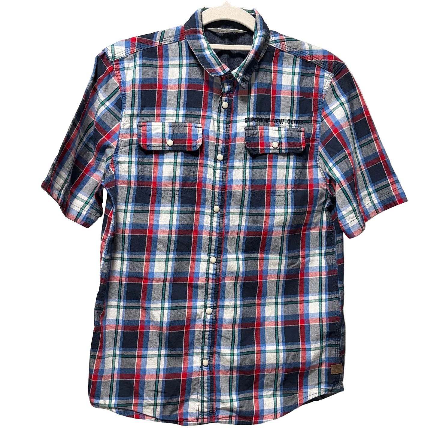 H&M Boys Regular Fit Short Sleeve Gingham Check Shirt - size 13-14