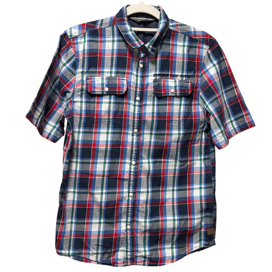 H&M Boys Regular Fit Short Sleeve Gingham Check Shirt - size 13-14
