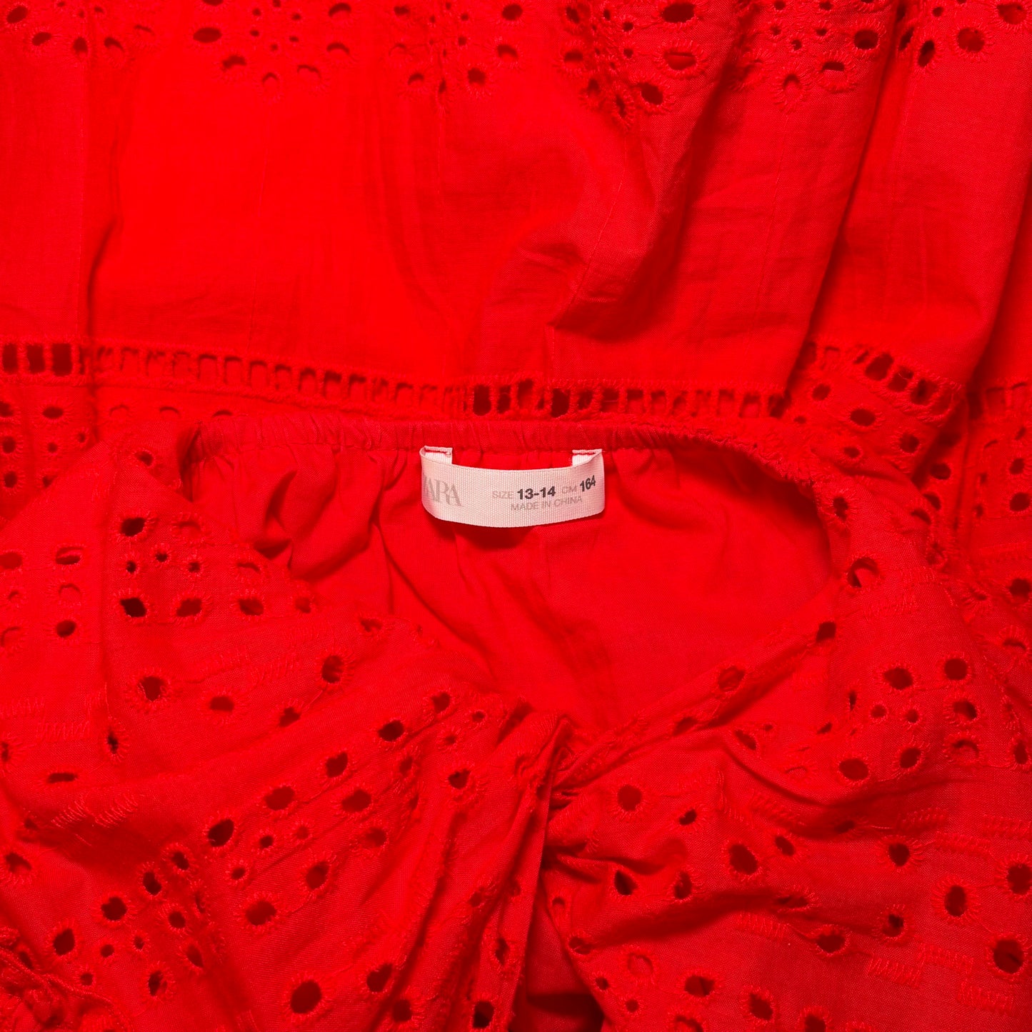 ZARA Kids Red Broderie Anglaise Party Dress Size 13-14