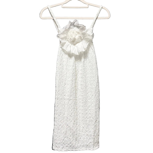 ZARA Kids Girl Textured Floral Dress WHITE Size 13-14 BRAND NEW WITH TAGS