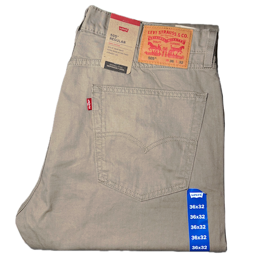 Levi's Men's 505 Regular Jeans W 36 L 32 Timberwolf Khaki BRAND NEW WITH TAGS