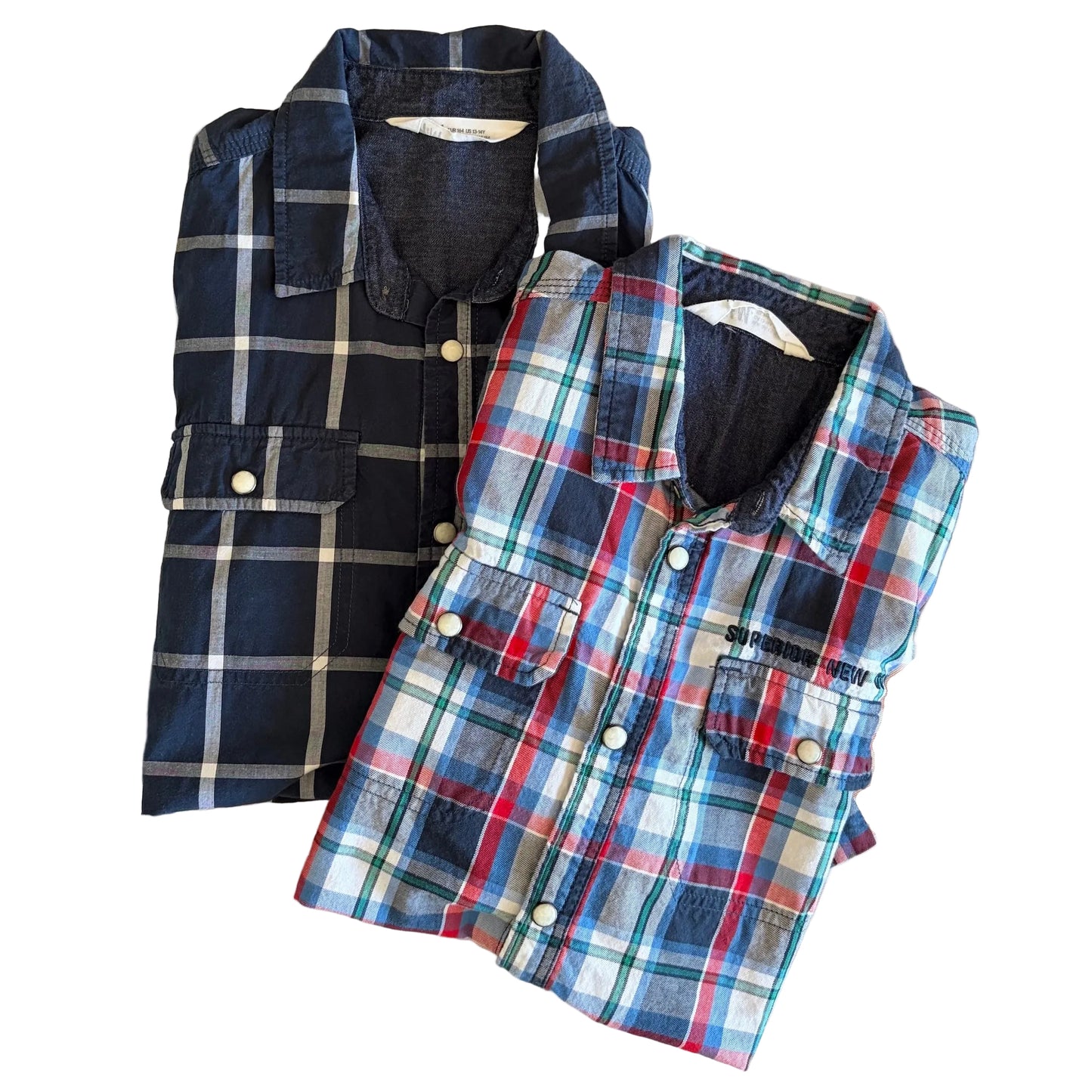H&M Boys Regular Fit Short Sleeve Gingham Check Shirts - size 13-14 VARIOUS OPTIONS