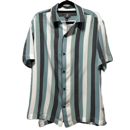 H&M Men's Striped Regular Fit Short Sleeve Resort Shirt
