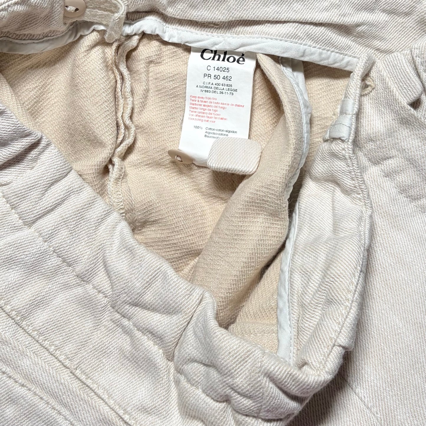 Chloé Girls Luxury Beige Shorts - Fabric Covered Button Detail - Size 8